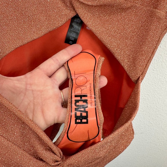 Beach‎ Riot Women's XL Copper Metallic One Piece Swimsuit Cut Out Twist - Picture 5 of 8